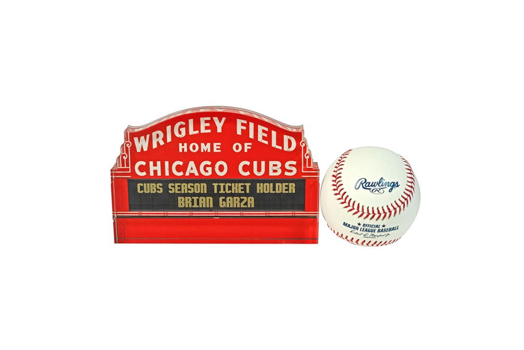 Product Shot of Wrigley Field Swag And Rawlings Baseball