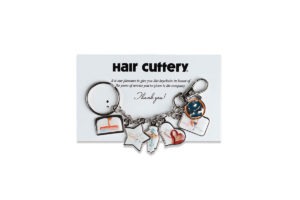 Product Shot of Hair Cuttery Keychain Set