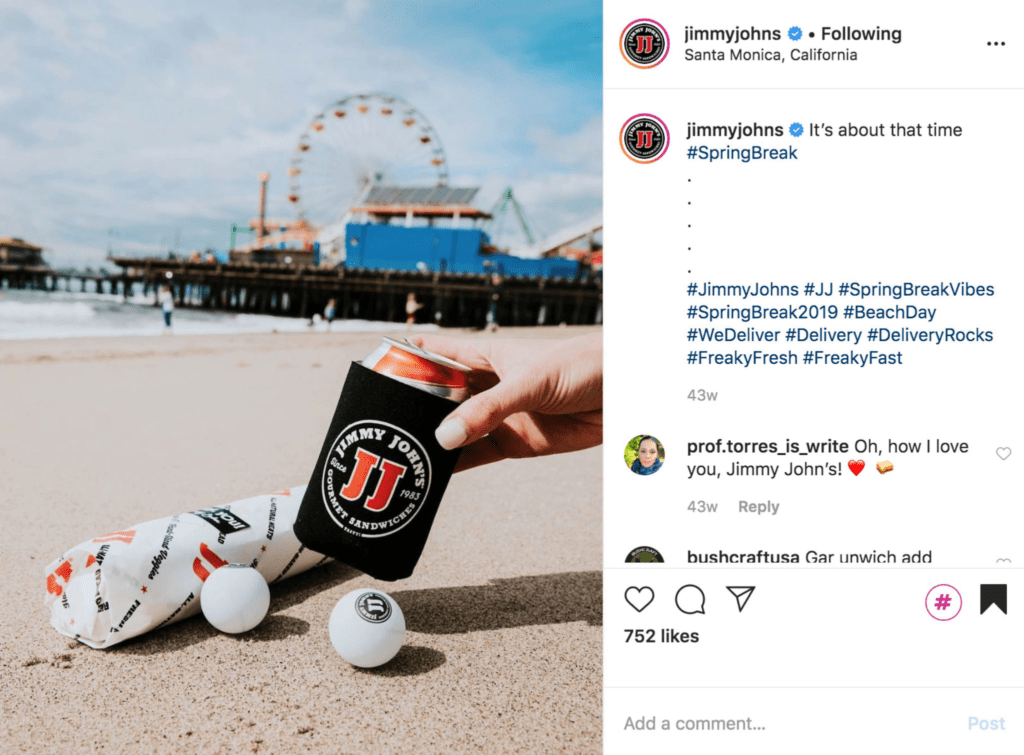 Jimmy Johns koozie and pingpong balls on a beach