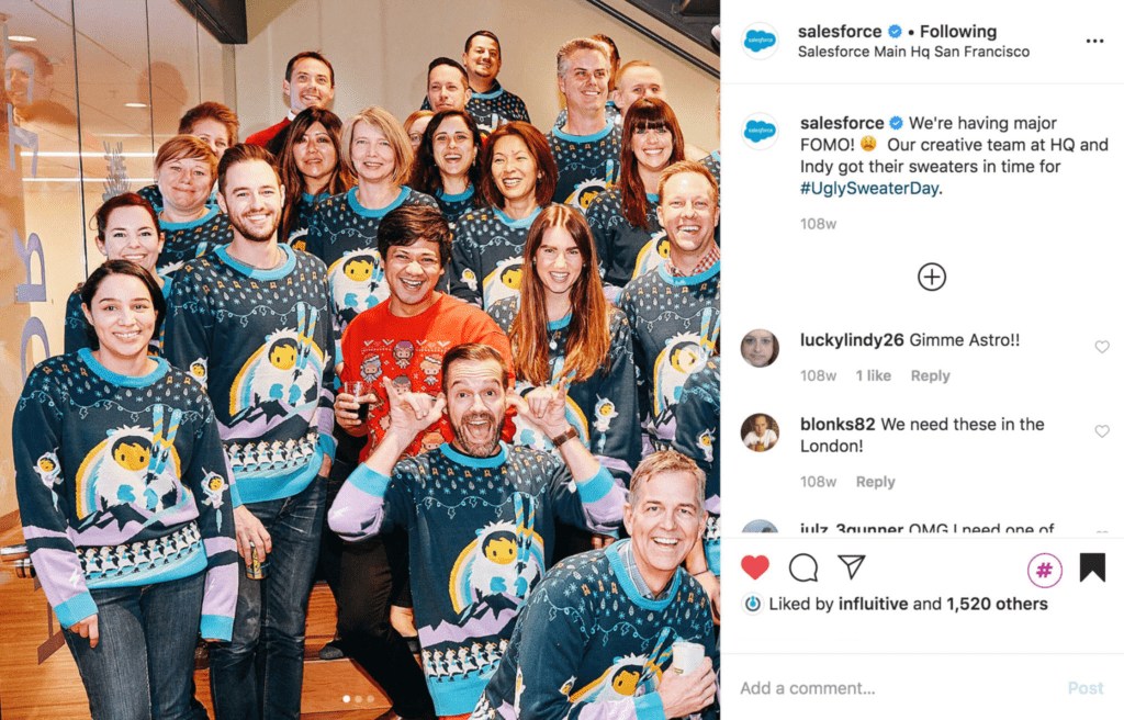 SalesForce ugly sweater swag